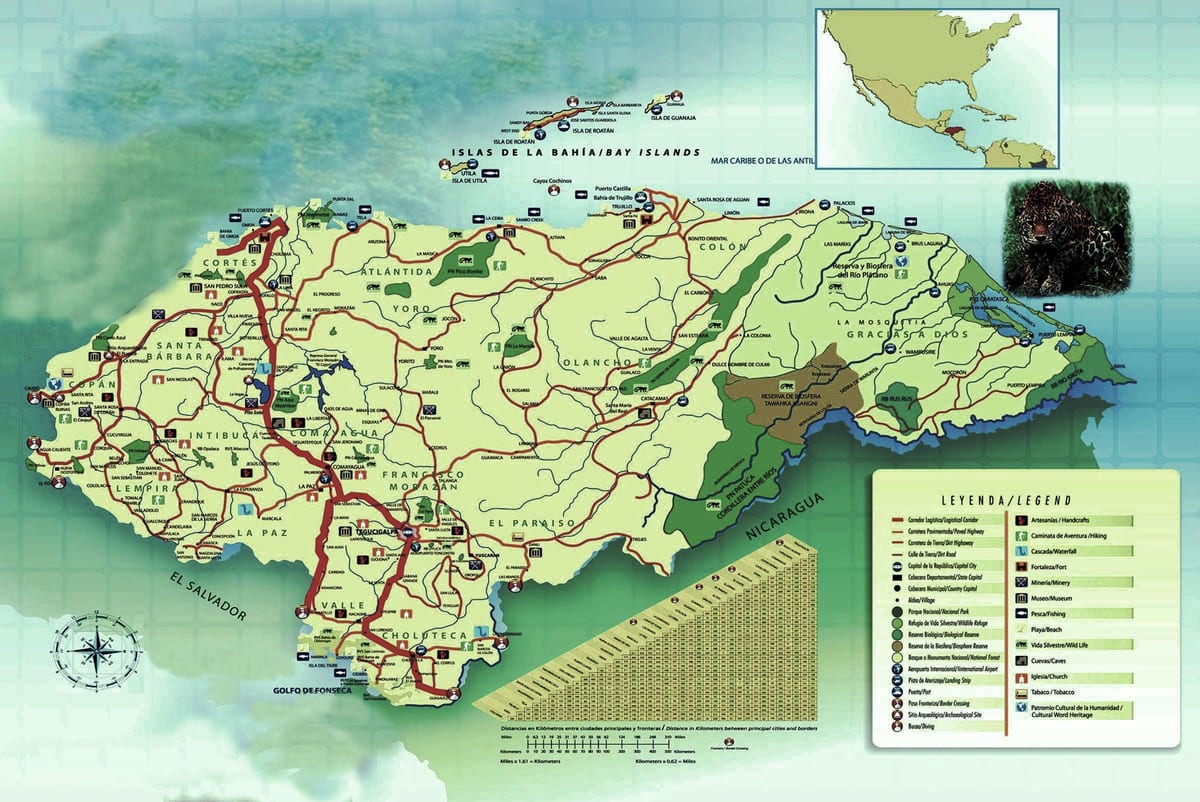bản đồ của Honduras địa lý