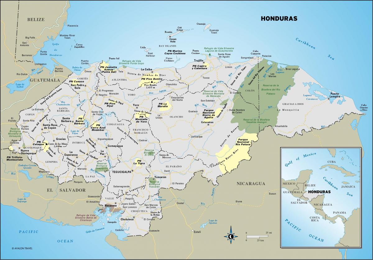 một bản đồ của Honduras 