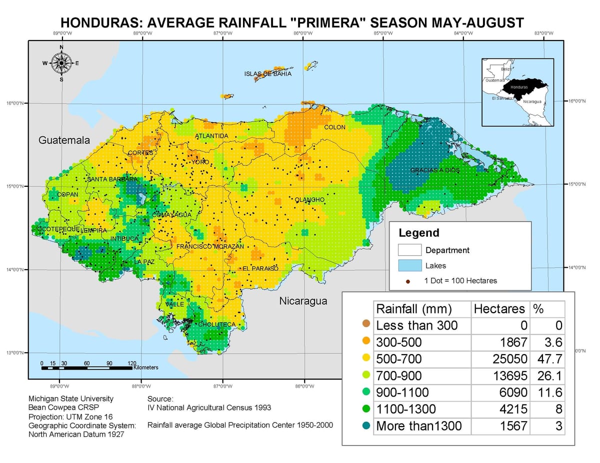 bản đồ của Honduras khí hậu