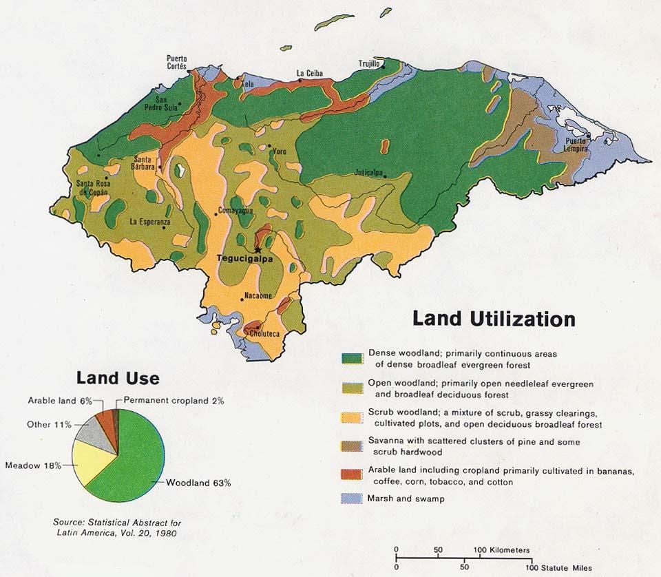 bản đồ của Honduras núi
