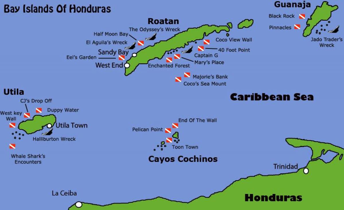hòn đảo của Honduras bản đồ