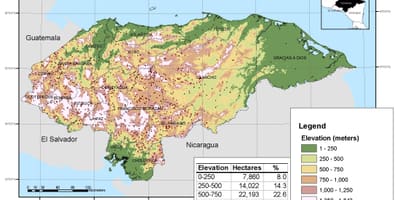 Bản đồ của Honduras độ cao