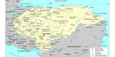 Honduras bản đồ với thành phố