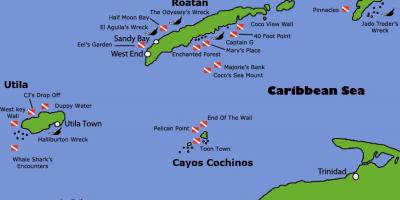 Hòn đảo của Honduras bản đồ